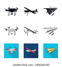 Vector design of plane and transport logo. Collection of plane and sky vector icon for stock.
