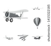 Vector design of plane and transport sign. Collection of plane and sky stock symbol for web.