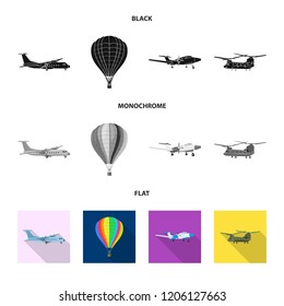 Vector design of plane and transport sign. Set of plane and sky stock vector illustration.