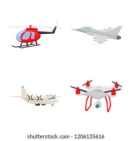 Vector design of plane and transport sign. Collection of plane and sky stock vector illustration.