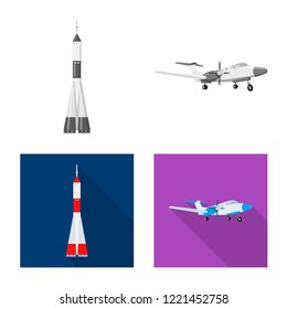 Vector design of plane and transport sign. Collection of plane and sky vector icon for stock.