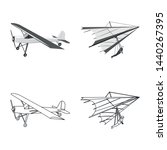 Vector design of plane and transport symbol. Set of plane and sky stock vector illustration.