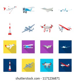 Vector design of plane and transport symbol. Set of plane and sky stock vector illustration.
