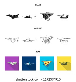 Vector design of plane and transport symbol. Collection of plane and sky vector icon for stock.