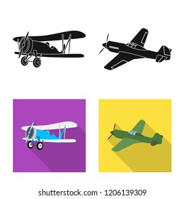 Vector design of plane and transport symbol. Set of plane and sky stock vector illustration.