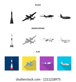Vector design of plane and transport symbol. Collection of plane and sky vector icon for stock.