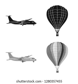 Vector design of plane and transport symbol. Collection of plane and sky vector icon for stock.