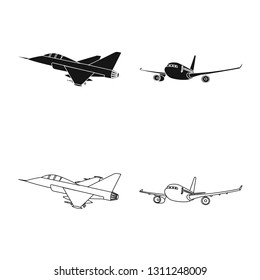 Vector design of plane and transport symbol. Collection of plane and sky stock vector illustration.