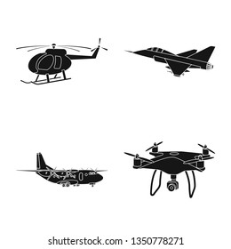 Vector design of plane and transport symbol. Collection of plane and sky vector icon for stock.