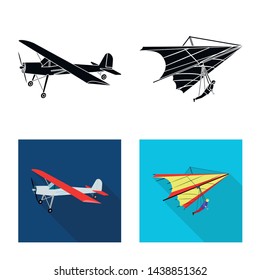 Vector design of plane and transport symbol. Collection of plane and sky vector icon for stock.