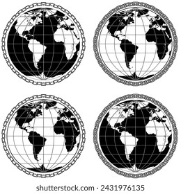 Diseño vectorial del Planeta Tierra rodeado de cadenas, diseño de la esfera terrestre con cadenas