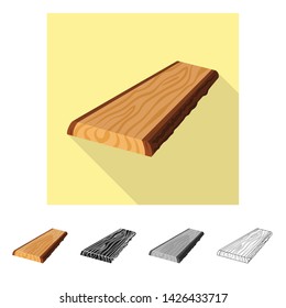 Vector design of plank and piece icon. Set of plank and trunk vector icon for stock.