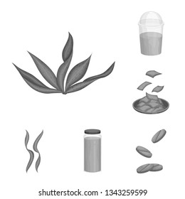 Vector design of plant and weed symbol. Collection of plant and sea vector icon for stock.