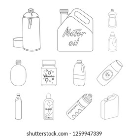 Vector design of plastic and container icon. Collection of plastic and packaging stock vector illustration.
