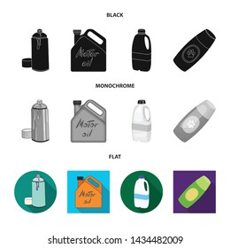 Vector design of plastic and container icon. Set of plastic and packaging stock symbol for web.