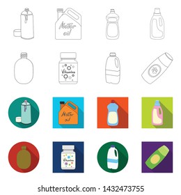 Vector design of plastic and container sign. Collection of plastic and packaging stock vector illustration.