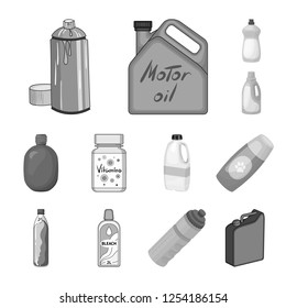 Vector design of plastic and container symbol. Set of plastic and packaging stock vector illustration.