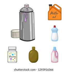 Vector design of plastic and container symbol. Collection of plastic and packaging stock vector illustration.
