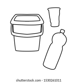 Vector design of plastic and implements logo. Graphic of plastic and rubbish stock symbol for web.