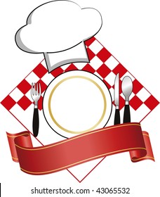 vector design with plate and hat for restaurant