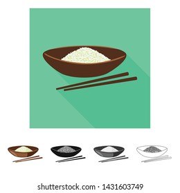 Vector design of plate and rice icon. Set of plate and short stock vector illustration.