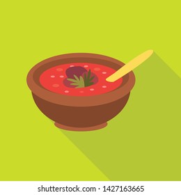 Vector design of plate and soup icon. Set of plate and vegetable stock symbol for web.