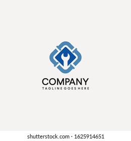 vector design plumbing logo template blue color