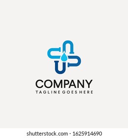 vector design plumbing logo template blue color