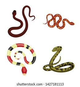 Vector design of poison and evil logo. Collection of poison and bite stock symbol for web.