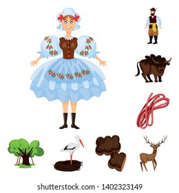Vector design of poland and travel icon. Set of poland and europe vector icon for stock.