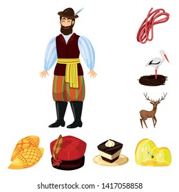 Vector design of poland and travel logo. Collection of poland and europe vector icon for stock.