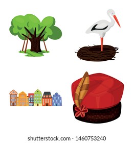 Vector design of poland and travel logo. Set of poland and europe vector icon for stock.