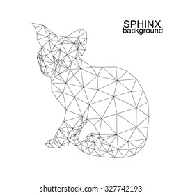 Vector design polygonal. Canadian sphinx cat. 