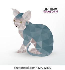Vector design polygonal. Canadian sphinx cat. Eps 10.
