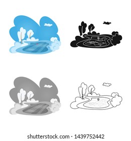 Vector Design Of Pond And Ice Icon. Set Of Pond And Winter Vector Icon For Stock.