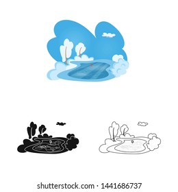 Vector design of pond and ice icon. Collection of pond and winter stock symbol for web.