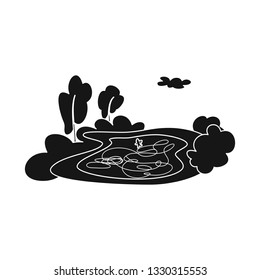 Vector design of pond  and ice symbol. Set of pond  and winter stock vector illustration.