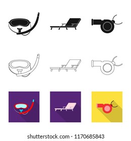 Vector design of pool and swimming icon. Set of pool and activity stock symbol for web.