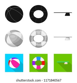 Vector design of pool and swimming icon. Collection of pool and activity stock symbol for web.