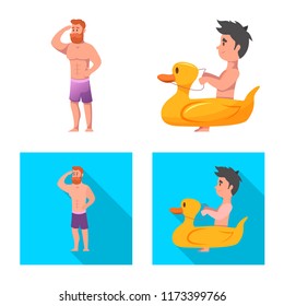Vector design of pool and swimming icon. Set of pool and activity stock vector illustration.