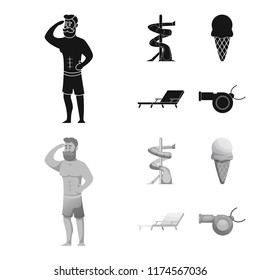 Vector design of pool and swimming icon. Set of pool and activity stock symbol for web.