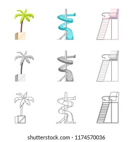 Vector design of pool and swimming icon. Collection of pool and activity stock symbol for web.