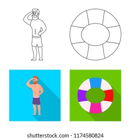 Vector design of pool and swimming icon. Set of pool and activity vector icon for stock.