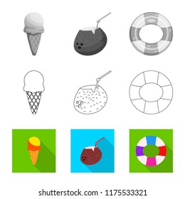 Vector design of pool and swimming icon. Set of pool and activity stock vector illustration.