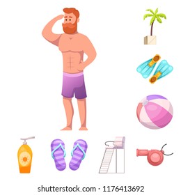 Vector design of pool and swimming icon. Set of pool and activity vector icon for stock.