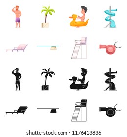 Vector design of pool and swimming icon. Collection of pool and activity stock symbol for web.
