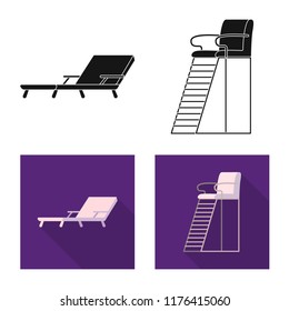 Vector design of pool and swimming icon. Set of pool and activity stock vector illustration.