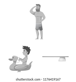 Vector design of pool and swimming icon. Collection of pool and activity vector icon for stock.