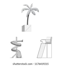 Vector design of pool and swimming icon. Set of pool and activity stock vector illustration.