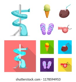 Vector design of pool and swimming icon. Collection of pool and activity stock symbol for web.